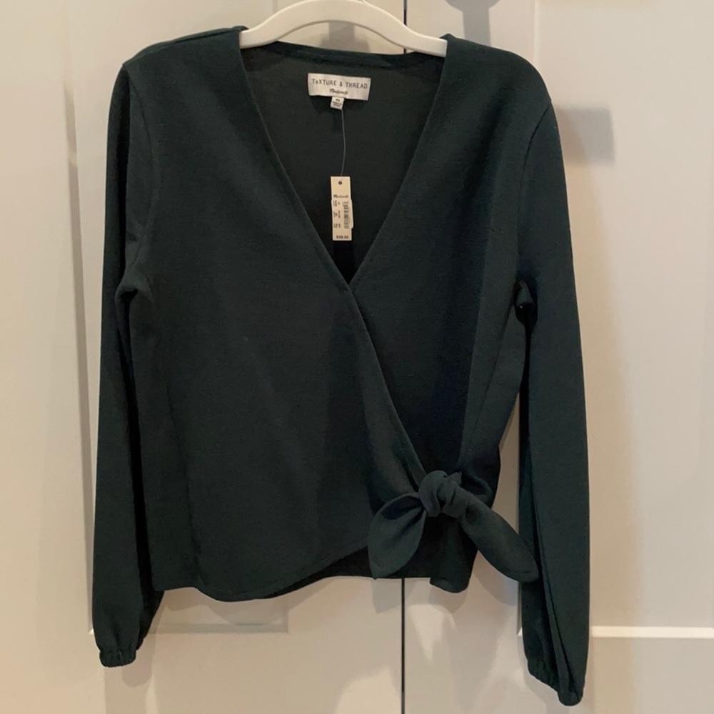 Madewell Crossover Front Green Blouse